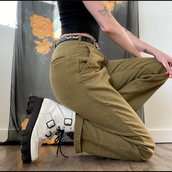 SALE Vintage 1960s Magee’s Olive Tweed Slacks - Picture 4 of 11